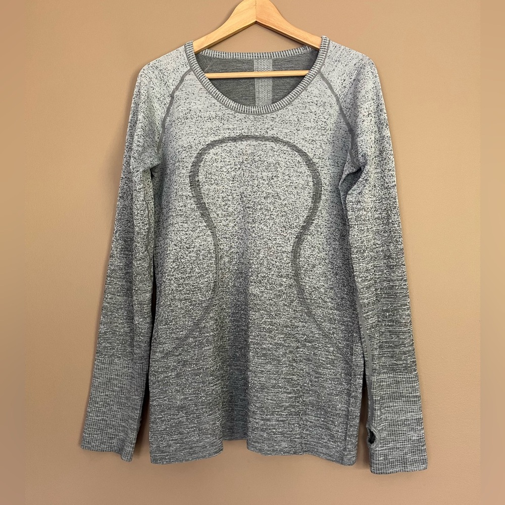 {Lululemon} Swiftly Tech Long Sleeve Crew in Ombre White / Dark Cast - Womens 8